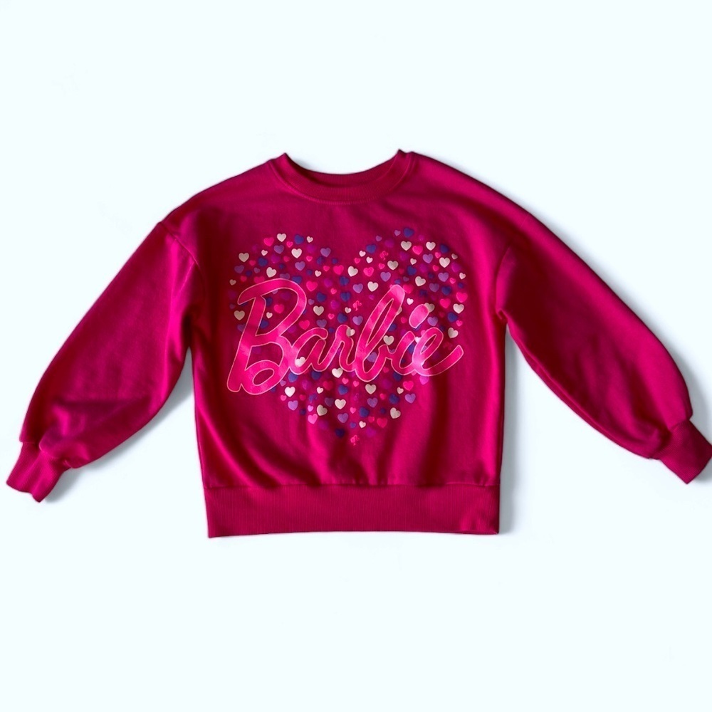 2/$30 Girl's Barbie Pink Heart Sweatshirt SZ M 7-8